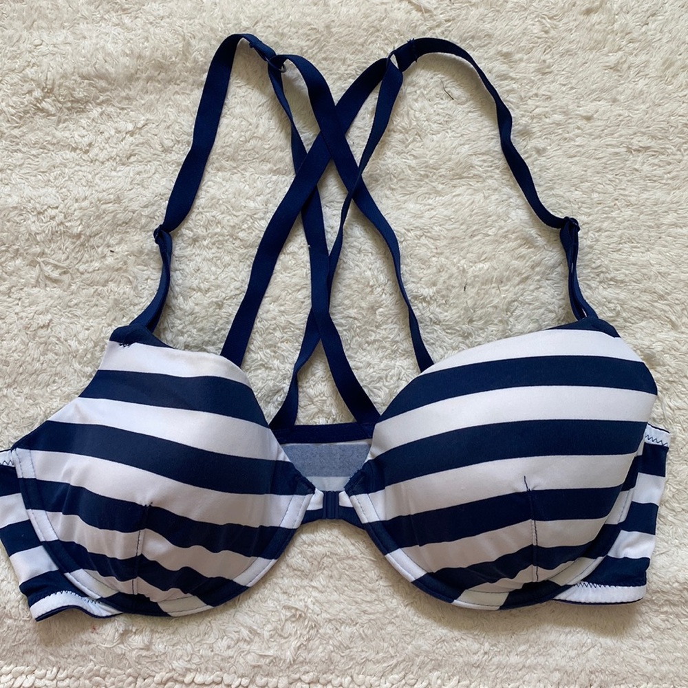 Flirtitude front closure bra with strappy back